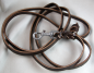 Preview: Flechtlederleine braun 2,4m mit Strass- Karabiner