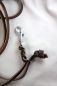 Preview: Flechtlederleine braun 2,4m mit Strass- Karabiner