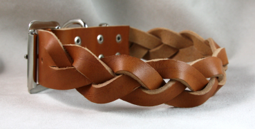 Leder- Flechthalsband natur 4cm Gr. 42-50cm