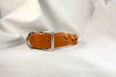 Leder- Flechthalsband natur 4cm Gr. 42-50cm