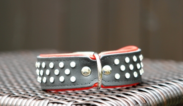 Lederhalsband Strass Rot Gr.37,7-45cm