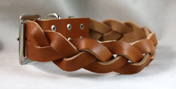 Leder- Flechthalsband natur 4cm Gr. 42-50cm