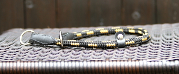 Kordel Zugstophalsband Schwarz/Braun