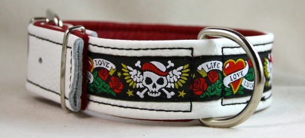 Lederhalsband Skull Gr.37-47cm