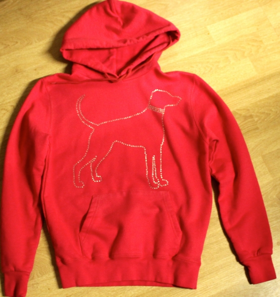 Hoody Pink mit Strassmotiv Dobermann